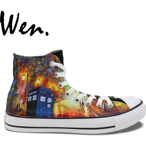Wen Hand Painted Shoes Design Custom Doctor Who Farewell To Anger From Leonid Afrem Men Womens High Top Canvas Sneakers