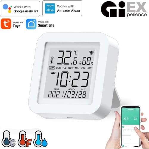 WIFI Hygrometer Thermometer, Humidity Temperature Gauge with Remote Monitor,Work for Smart Life Home Alexa Google assistant Tuya
