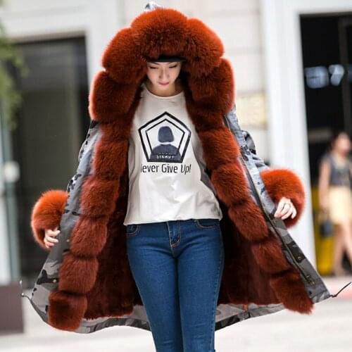Winter jacket Women Large real Fox Fur Collar Real Rabbit Fur Parka Detachable Jacket Full Rabbit Fur Liner Long Winter Coats
