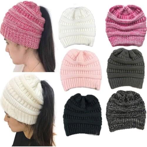 Lady Girl Casual Autumn and Winter Knitted Cap Warm Wool Cap Hat chapeau de femmes