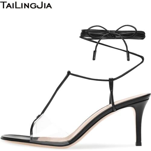 High Heel Clear Heels Womens 2020 Transparent Shoes Clear Sandals Black Strappy Thong Sandal White Ladies Summer Shoes Size 42