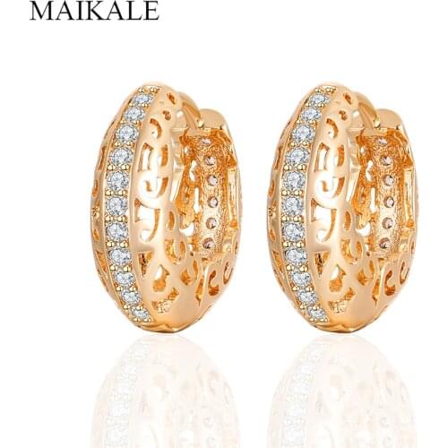 MAIKALE Luxury Circle Multiple Hollow Mosaic Cubic Zirconia Korean Stud Earrings for Women Jewelry High Quality Exquisite Gifts