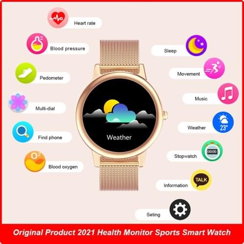 2021 Girl Smart Watch Women Full Touch Screen Bluetooth Sport Tracker Fitness Watch Smartwatch For Android IOS Huawei Watch GT2