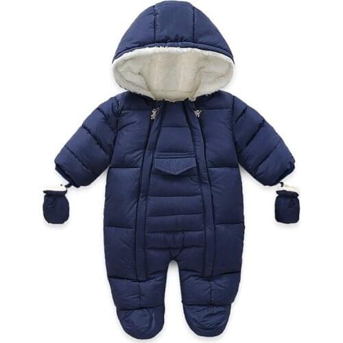 Winter Newborn baby boy girl plus velvet thick jumpsuit baby crawling suit Snow Wear snowsuit baby girl clothes coat snowsuit