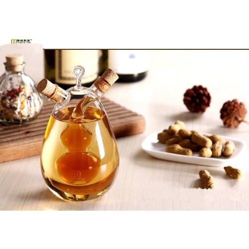 1PC Kitchen Oil and Vinegar Cruet Soy Sauce Vinegar Bottle With 2 Outlets Seasoning Jar Glass Olive Oil Bottle OK 0358