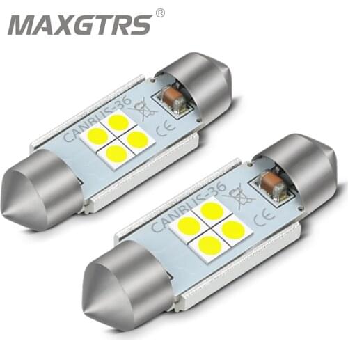 2x Auto Festoon LED Lights 28 31 36 39 41 44mm C5W Bulb 4 SMD 3030 No Error Free Auto Car Interior Map Number Lamp Reading Dome