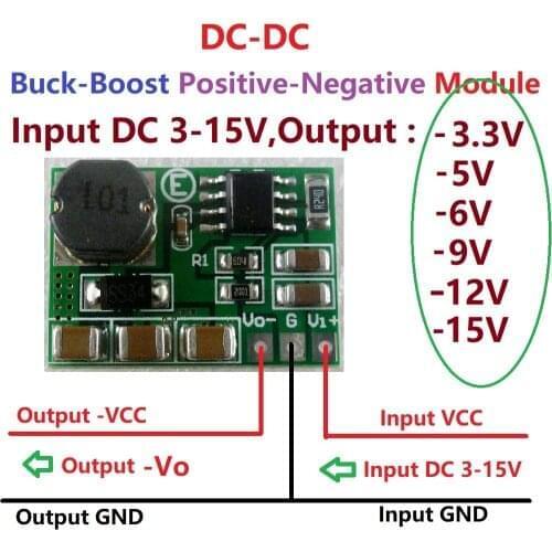 200-500ma +/- Voltage Converter Power Supply Dc-Dc Boost-Buck Module +3~+15v To -3.3v -5v -6v -9v -12v-15v