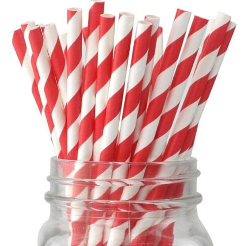 300pcs Party Paper Straw Disposable Red Striped Straws Christmas Wedding Birthday Decorations Drinking Straws Party Supplies