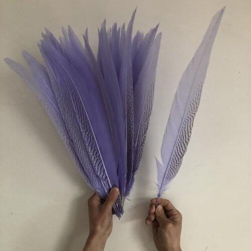 Factory 50pieces/lot 16-32inch Length Top Quality Bleached&Dyed Light Purple Silver Pheasant Feathers