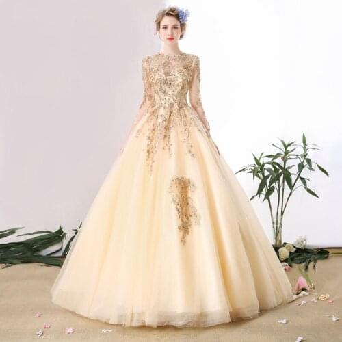 100%real champagne gold embroidery beading theme court ball gown medieval dress Renaissance queen Victorian gown Belle Ball