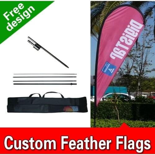 Free Design Free Shipping Single Sided Inground Spike Teardrop flag 100% polyester ground stake teardrop banner