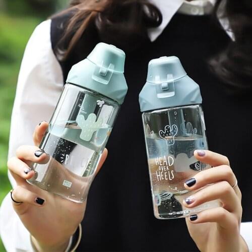 Water Bottle for Adult Outdoor Sport Travel Bottle Portable Leakproof Plastic Kids Milk Fruit Gym Simple Bottle with Rope