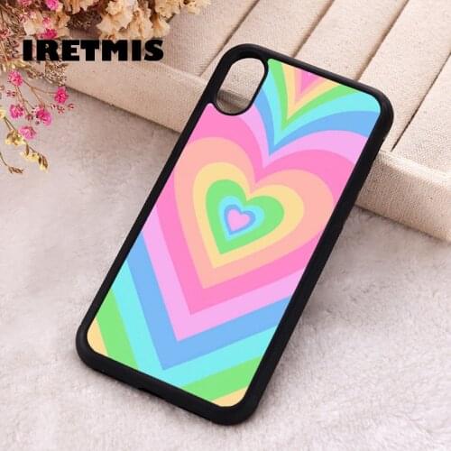 Iretmis 5 5S SE 2020 Phone Cover Case for iPhone 6 6S 7 8 Plus X Xs XR 11 12 Mini Pro Max Rubber Silicone Pastel Heart