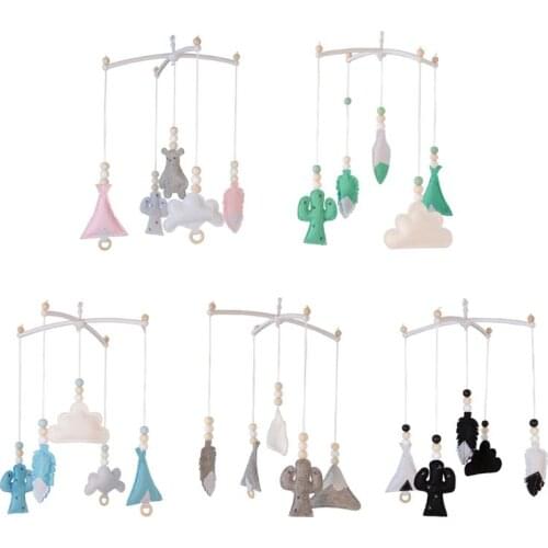 Baby Nordic Wood Beads Wind Chimes Crib Bed Bell Mobile Rattles Room Hanging Toy 23GD