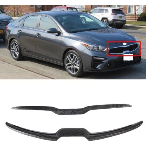 For Kia Forte Cerato K3 2019 2020 Front Center Grille Grill Cover Molding Trim Carbon Fiber Exterior Accessories Car Styling