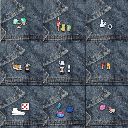 Lovers Brooches Enamel Pin Pencil brain Bunny Eyes Flower Shoe Lapel pins Jeans shirt Jewelry Metal Decoration Party for Friends