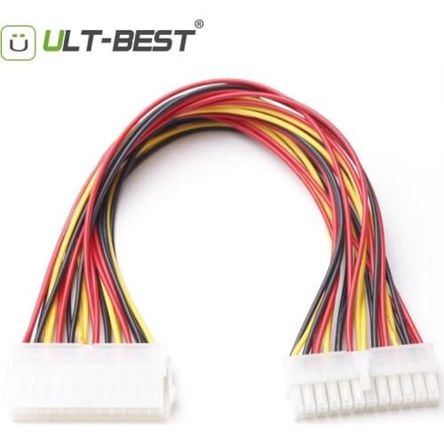 ULT-Best Extension Cable ATX 24 Pin Male to 24Pin Female Power Supply Cables Internal PC PSU TW Power Lead Wire 30CM