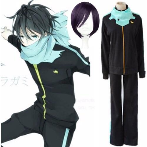 3pcs/set Anime Noragami Stray God Yato Cosplay Costume Men Sports Outfit Pants Scarf Whole Set Synthetic Hair Wigs Free Shipping