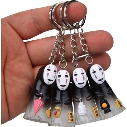 Miyazaki Anime Spirited Away Keychain No Face Man Key Chains Kaonashi Cute Voyage Of Chihiro Figures Keyring Pendant
