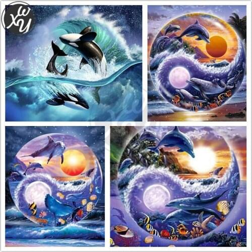 Dolphin Diamond Painting Cross Stitch Tai Chi Diamond Mosaic Kits DIY Full Square/round Crystal Diamond Embroidery Birthday Gift