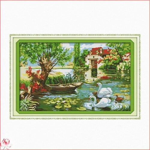 Joy Sunday Love Home Scenery Cross Stitch Kit DIY Pattern Embroidery 11CT 14CT Needlework Sets Sewing Kit Home Decoration Crafts
