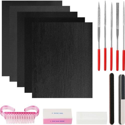 20pcs Resin Casting Tools Set Include Sandpaper Sheets Polishing Blocks Round Flat File Polishing Sticks for Jewelry DIY Making