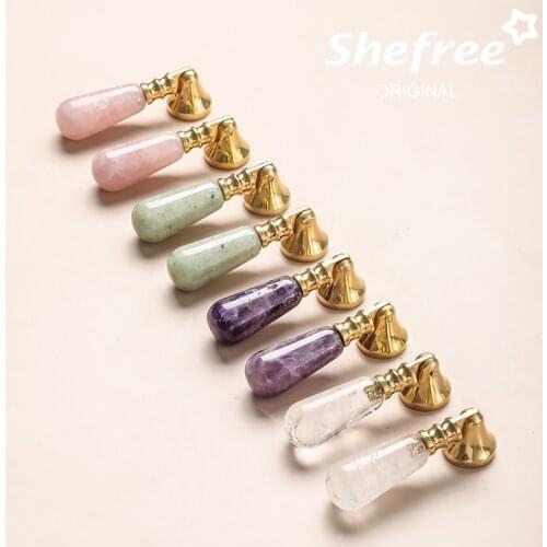 Natural Crystal Brass Knob Water Drop Dresser Drawer Knobs Pulls Handles Luxury Furniture Cabinet Handle Pull Hardware 1pc