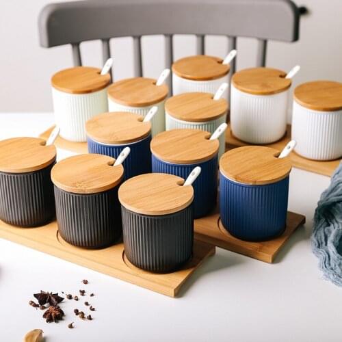 Nordic Ceramic Seasoning Box Seasoning Pot Set Household Kitchen Seasoning Ppot Pepper Salt Sugar Bowl Seasoning Bottle JU31702