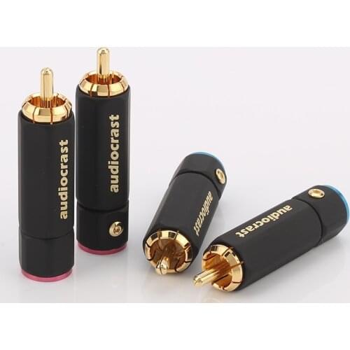 Palic High Quality Gold Plated RCA Plug Lock Collect Solder A/V Connector HIFI Connector for DIY cable diameter