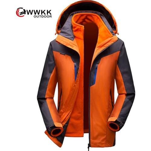 Couple WWKK Jacket Three-in-one Two-piece Suit Breathable Fishing Hiking Climbers Coat Anti-wrinkle Shrinkage Prevention