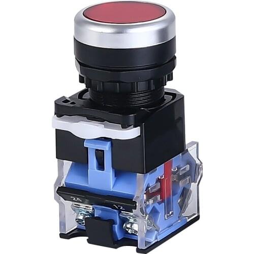 Self-locking / self-resetting power flat button switch LA38-11BN series 1NO +1NC 22mm