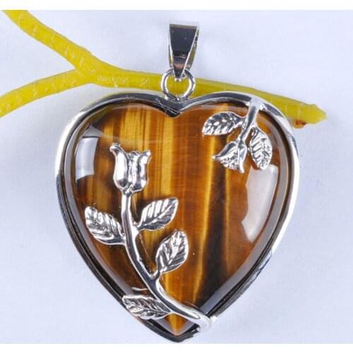 Tigereye Bead Pendant Heart Jewelry For Woman Gift S567