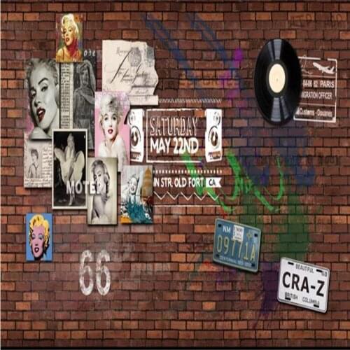 Custom wallpaper European retro red brick wall beauty wall decoration - high quality silk fabric