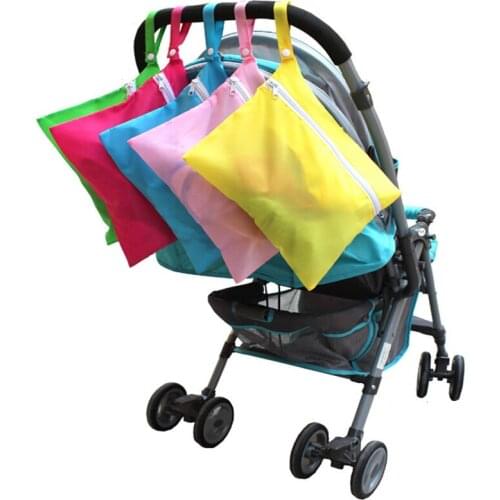 Portable Baby Diaper Bags Solid Baby Out Clothes Feeding Bottles Nappy Changing Bibs Hang Stroller Storage Bag 5Colors