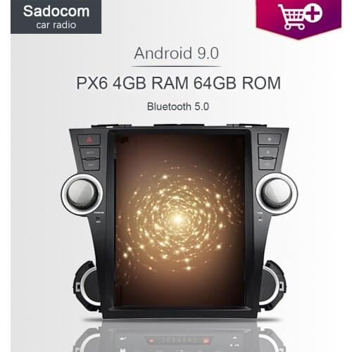 PX6 Tesla 1080P 12.1" Android 9.0 For Toyota highlander 2008 Bluetooth 5 Car DVD Player 4GB Car Radio Multimedia GPS autoradio