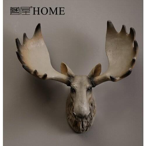 Retro wall decor hanging Home Furnishing handmade resin crafts simulation moose head vintage luxury furnishing wall ornament