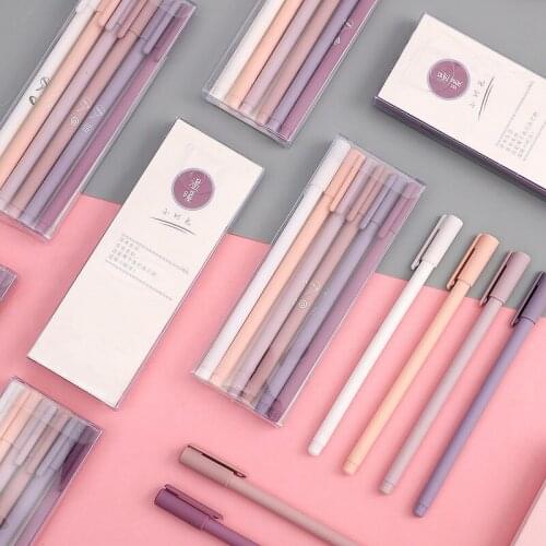 6pcs/set Creative cute Morandi Simple small fresh gel pen kawaii Quick drying Cap neutral pen journal supplies kawaii stationery