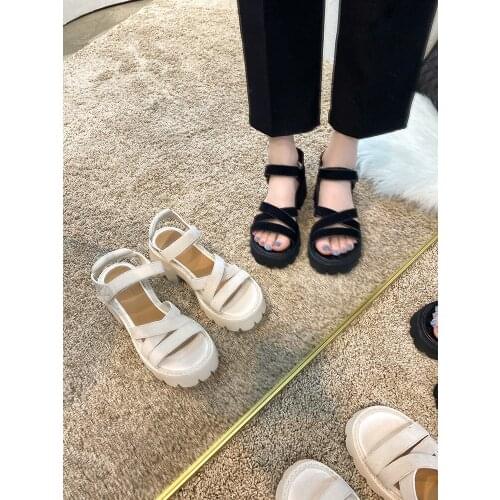 All-match Thick-soled Increased Ladies Sandals Summer New Simple Pure Color Casual Sandals
