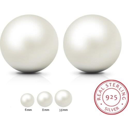 LEKANI Freshwater Cultured Pearl Ball Stud Earrings 925 Sterling Silver Earrings for Women Korean Earings Fine Jewelry