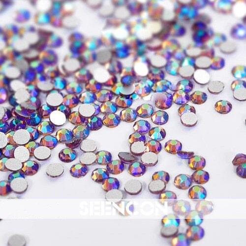 Light Purple colorful AB color 100pcs super shining flatback non-hotfix top quality nail art crystal rhinestone nail art drill