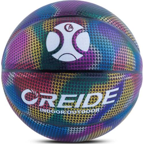 Luminous Basketball Ball Size7 Reflective PU Lighted Flash Ball Wear-Resistant Glowing Basketball Night Outdoor Sports Game