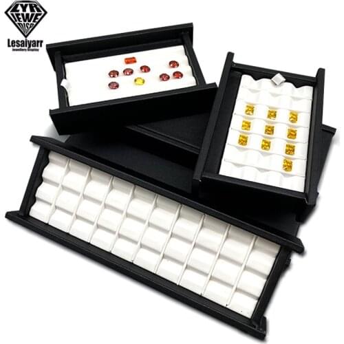 Superior Leather Diamond Jewelry Box Loose Diamond Jewellery Organizer Box Gemstone Beads Jewelry Packaging Tray Zircon Box