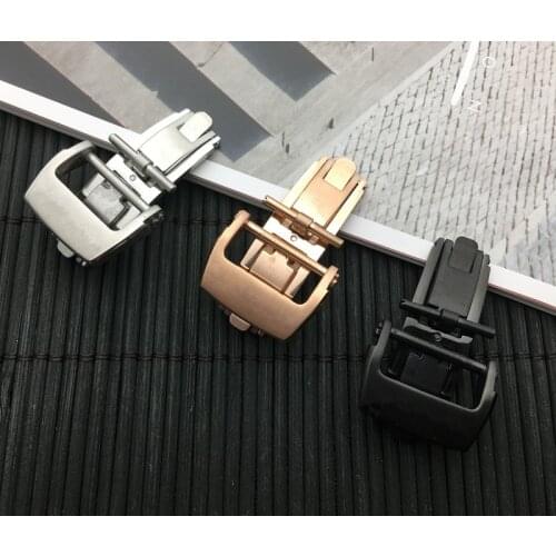 Top quality black silver steel Buckle 18mm 20mm for Watchband watch band strap buckle For Richard Watch Mille Bracelet RM logo