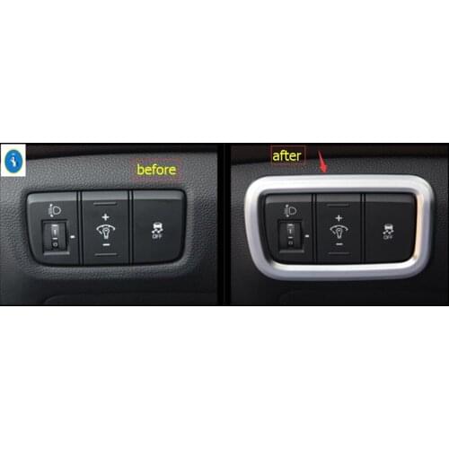 Yimaautotrims Auto Accessory Head Lights Lamp Switch Button Frame Cover Trim 1 Piece For Hyundai Creta IX25 2015 2016 2017