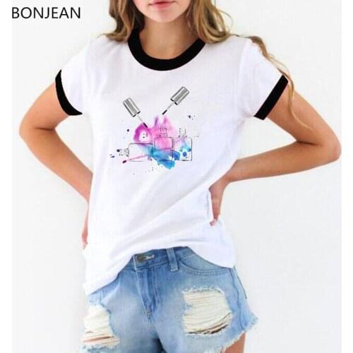 Women clothes 2019 new Nail Polish print harajuku tshirt femme graphic t shirts tumblr summer shirt women kawaii white t shirt