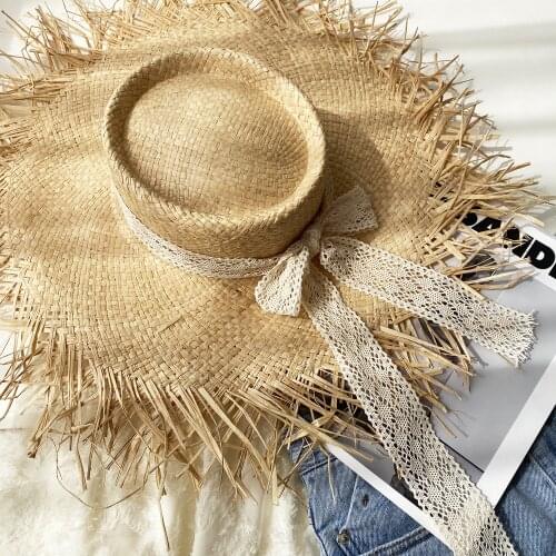 2021 New Summer Hats for Women Beach Raffia Straw Hat Sombreros De Sol Chapeau Paille Gorro Wide Brim Cap Sun Protection Caps