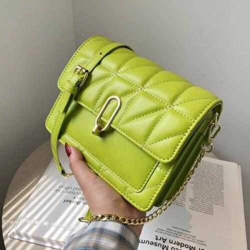 Fashion Chain Flap Shoulder Bags For Women 2021 Luxury PU Leather Handbags And Purses Female Summer Green Crossboody Clutch Bag
