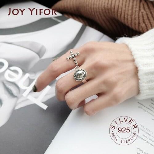 100% Pure 925 Sterling Silver Ring Fashion Simple cross vintage Ring Thin Geometric finger Ring For Women Jewelry Anti Allergy