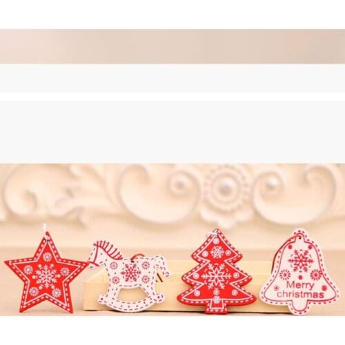 12pcs New Year Natural Wood Christmas Tree Ornament DIY Wooden Hanging Pendants