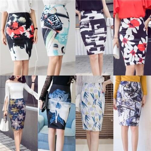 2018 womej Package Hip Pencil Skirt Sexy High Waist Print Floral Skirt Hot Sale Office Women Bodycon Ladies Beach Party Skirts